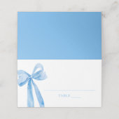 ウォーターカラーエレガントコケットブルーボウ座席表 プレイスカード (外部開封)