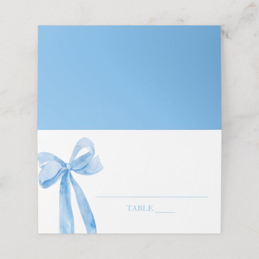ウォーターカラーエレガントコケットブルーボウ座席表 プレイスカード (外部開封)