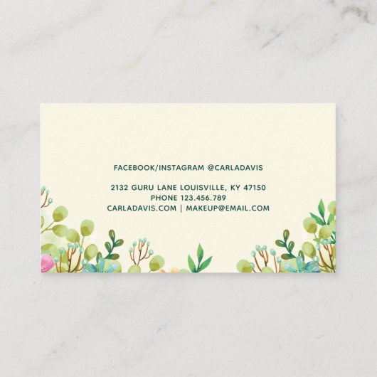 ウォーターカラーエレガントフローラシックガーリーブーケ 名刺 (裏面)