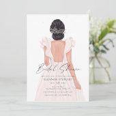 ウォーターカラーエレガントブライドブライダルガウンブライダルシャワー 招待状 (スタンド正面)