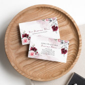 ウォーターカラーエレガントレッドローゼステーマブティックフローラ 名刺