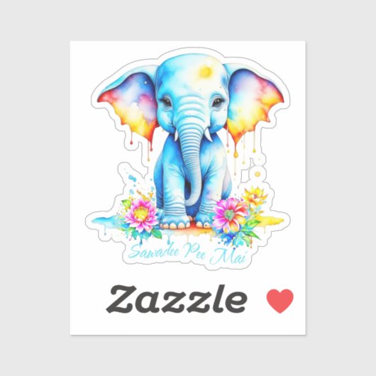 ウォーターカラーエレファントソンクランフェスティバル シール (シート)