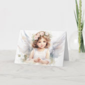 ウォーターカラーエンジェルガールフォー宗教的イベント カード (正面)