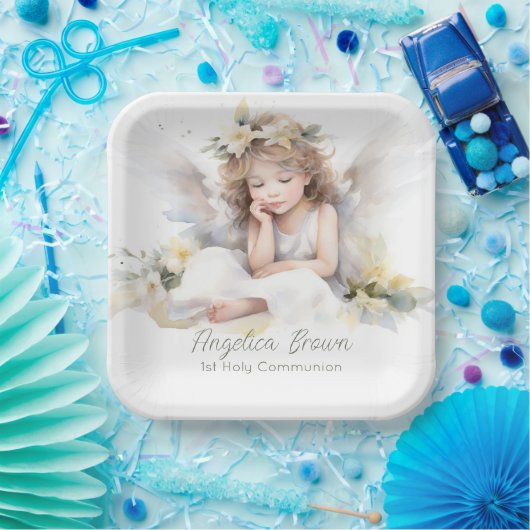 ウォーターカラーエンジェルガール ペーパープレート (パーティー)