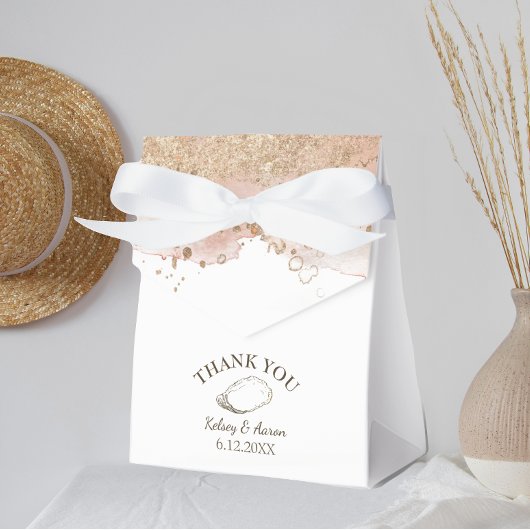 ウォーターカラーオイスターパールビーチ結婚式 フェイバーボックス