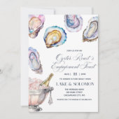 ウォーターカラーオイスターロースト&シャンパン婚約 招待状 (正面)