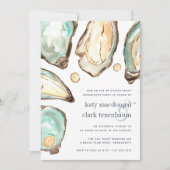 ウォーターカラーオイスター&パール婚約パーティ 招待状 (正面)