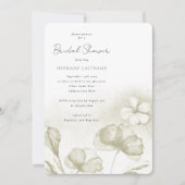 ウォーターカラーオリーブグリーンフローラブライダルシャワー 招待状 (正面)