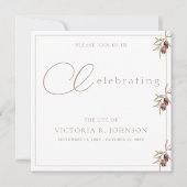 ウォーターカラーオリーブブランチお祝いオブライフ 招待状 (正面)