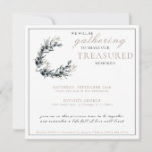 ウォーターカラーオリーブブランチお祝いオブライフ 招待状 (裏面)