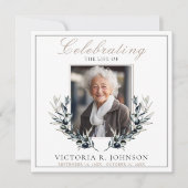 ウォーターカラーオリーブブランチお祝いオブライフ 招待状 (正面)