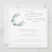 ウォーターカラーオリーブブランチお祝いオブライフ 招待状 (裏面)