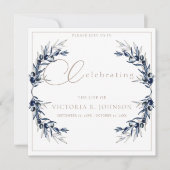 ウォーターカラーオリーブブランチお祝いオブライフ 招待状 (正面)