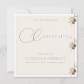 ウォーターカラーオリーブブランチお祝いオブライフ 招待状 (正面)