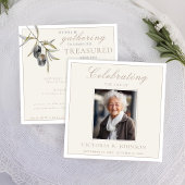 ウォーターカラーオリーブブランチお祝いオブライフ 招待状