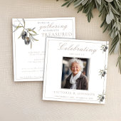 ウォーターカラーオリーブブランチお祝いオブライフ 招待状