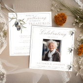 ウォーターカラーオリーブブランチお祝いオブライフ 招待状