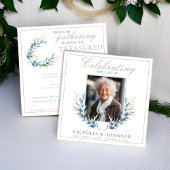 ウォーターカラーオリーブブランチお祝いオブライフ 招待状