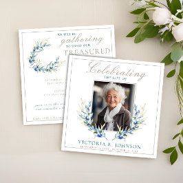 ウォーターカラーオリーブブランチお祝いオブライフ 招待状