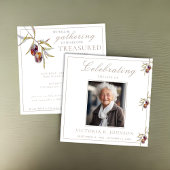 ウォーターカラーオリーブブランチお祝いオブライフ 招待状