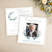 ウォーターカラーオリーブブランチお祝いオブライフ 招待状