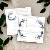 ウォーターカラーオリーブブランチお祝いオブライフ 招待状