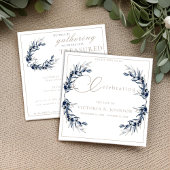 ウォーターカラーオリーブブランチお祝いオブライフ 招待状