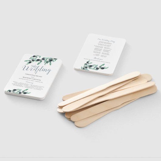 ウォーターカラーオリーブブランチグリーナリー紙結婚ズファン ハンドファン (組立なし)