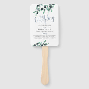 ウォーターカラーオリーブブランチグリーナリー紙結婚ズファン ハンドファン