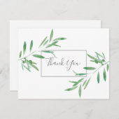ウォーターカラーオリーブブランチサンキューカード サンキューカード (正面/裏面)
