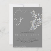 ウォーターカラーオリーブブランチフォト結婚式招待状 (正面)