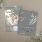 ウォーターカラーオリーブブランチフォト結婚式招待状