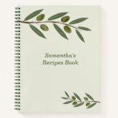 ウォーターカラーオリーブブランチレシピ手帳 ノートブック (正面)