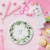 ウォーターカラーオリーブブランチ紙プレート ペーパープレート (パーティー)