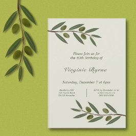 ウォーターカラーオリーブブランチ誕生日招待状 招待状