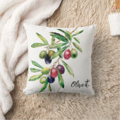 ウォーターカラーオリーブブランチ クッション (ブランケット)