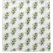 ウォーターカラーオリーブブランチ シャワーカーテン (正面)