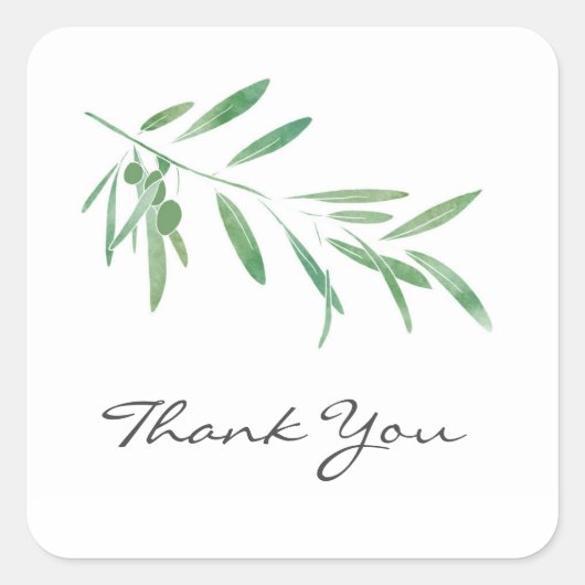 ウォーターカラーオリーブブランチ スクエアシール (正面)