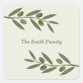 ウォーターカラーオリーブブランチ スクエアシール (正面)
