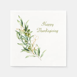 ウォーターカラーオリーブブランチ スタンダードカクテルナプキン