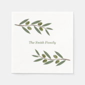 ウォーターカラーオリーブブランチ スタンダードカクテルナプキン (正面)