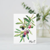 ウォーターカラーオリーブブランチ ポストカード (スタンド正面)