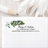 ウォーターカラーオリーブブランチ |差出人住所 ラベル (インサイチュ)