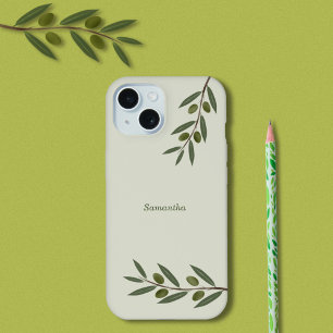 ウォーターカラーオリーブブランチ iPhone 15ケース