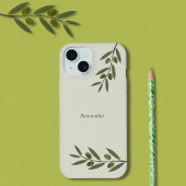 ウォーターカラーオリーブブランチ iPhone 15ケース
