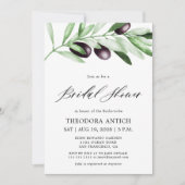 ウォーターカラーオリーブ枝ブライダルシャワー 招待状 (正面)