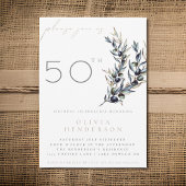 ウォーターカラーオリーブ枝大人誕生日招待状