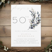 ウォーターカラーオリーブ枝大人誕生日招待状