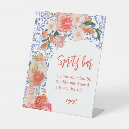 ウォーターカラーオレンジアペロルスピリッツバーブライダルシャワー 台座サイン (正面)