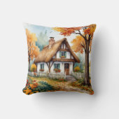 ウォーターカラーオレンジイエローオータムコテージガーデン クッション (正面)